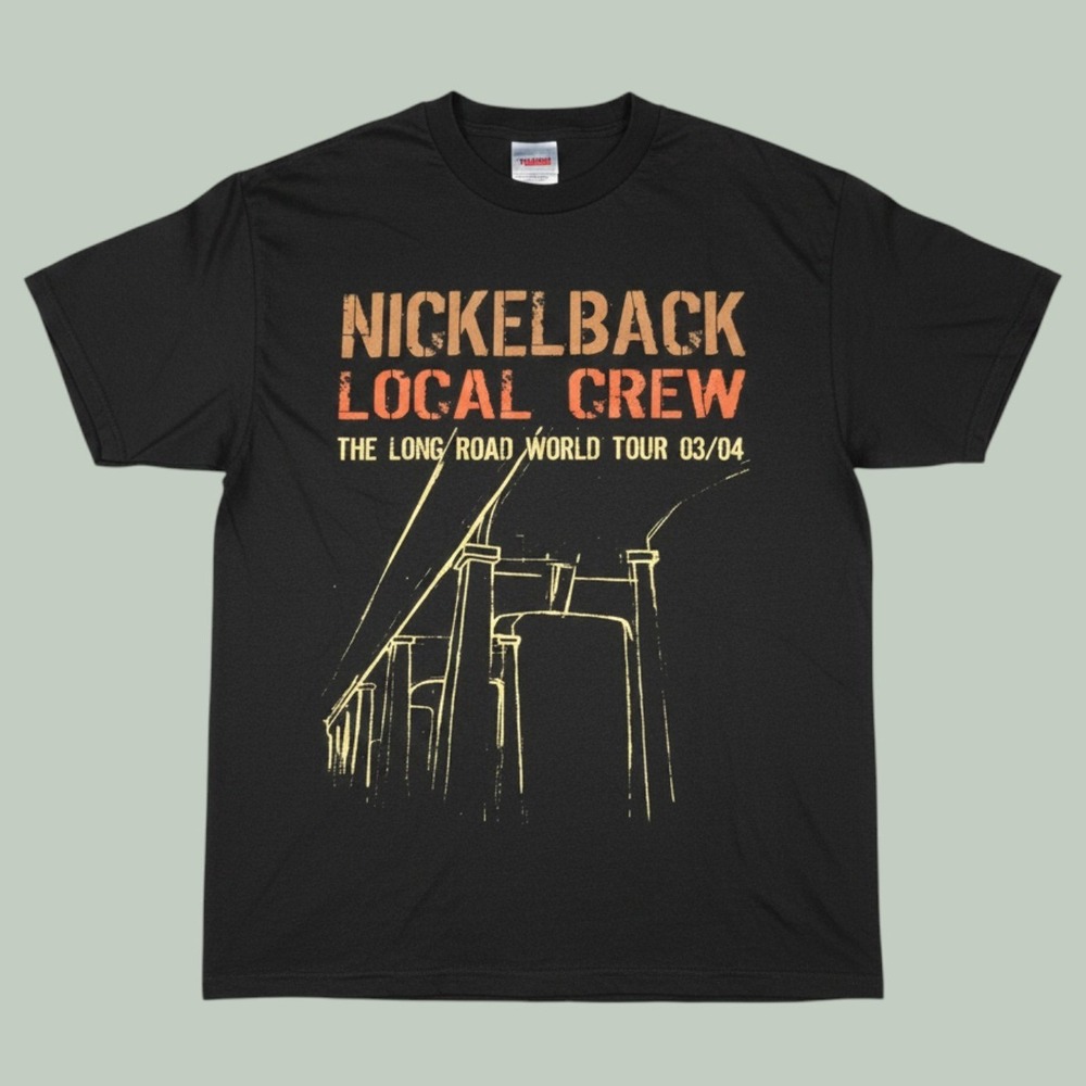 Nickelback Local Crew The Long Road World Tour 03/04 T-Shirt Mens Large Black